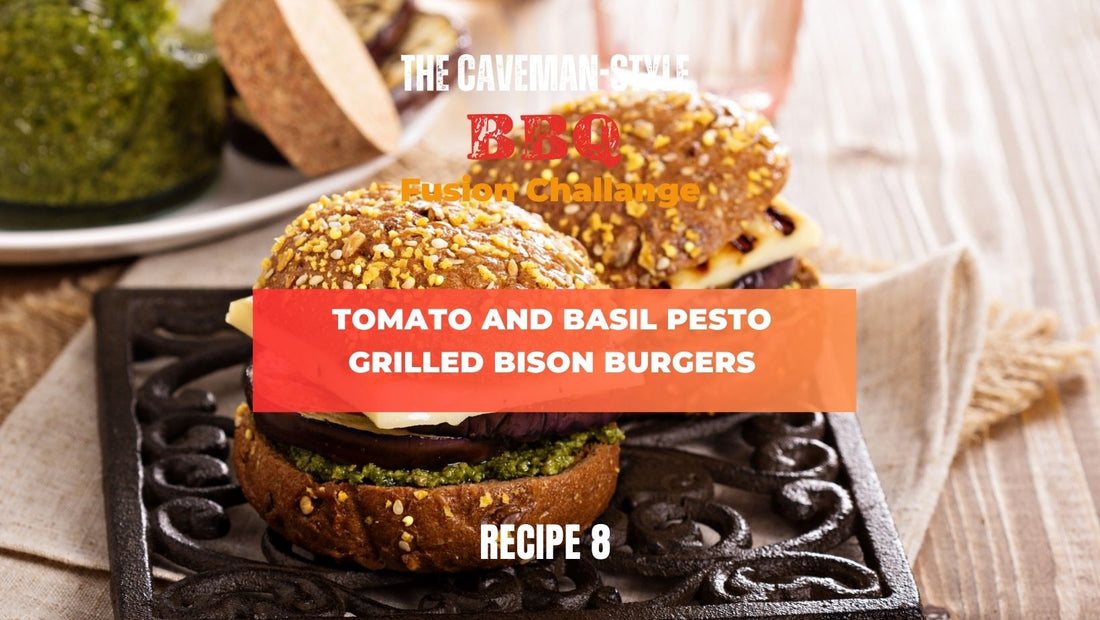 Tomato and Basil Pesto Grilled Bison Burgers - The Cavemanstyle