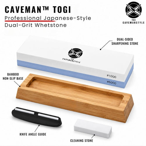 CAVEMAN TOGI™ Professional Japanese-Style Dual-Grit Whetstone - The Cavemanstyle
