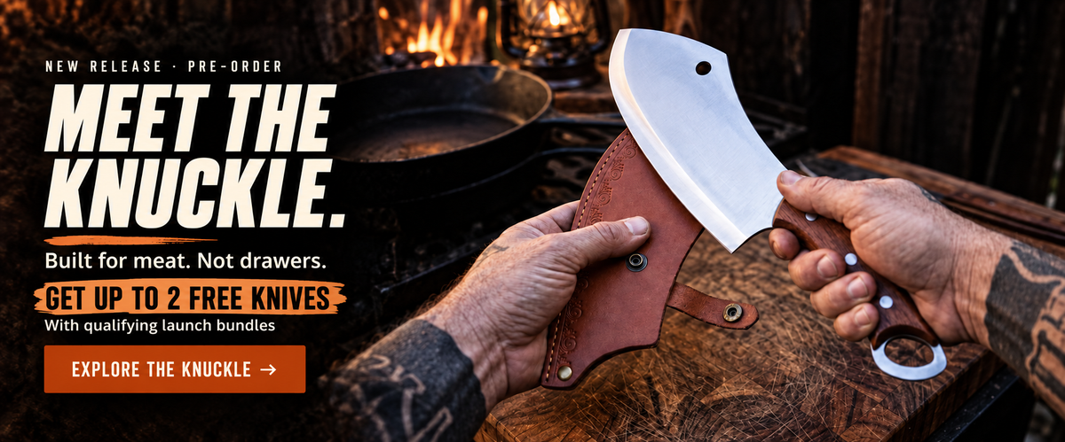 Meet the KNUCKLE. New release, pre-order. Get up to 2 free knives with qualifying launch bundles. Explore the KNUCKLE.